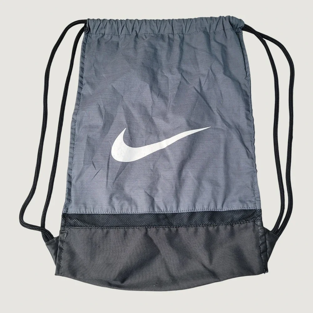 Nike Brasilia Drawstring Gym Sack Gray Black Cinch Bag Backpack BA5338-064 Mens